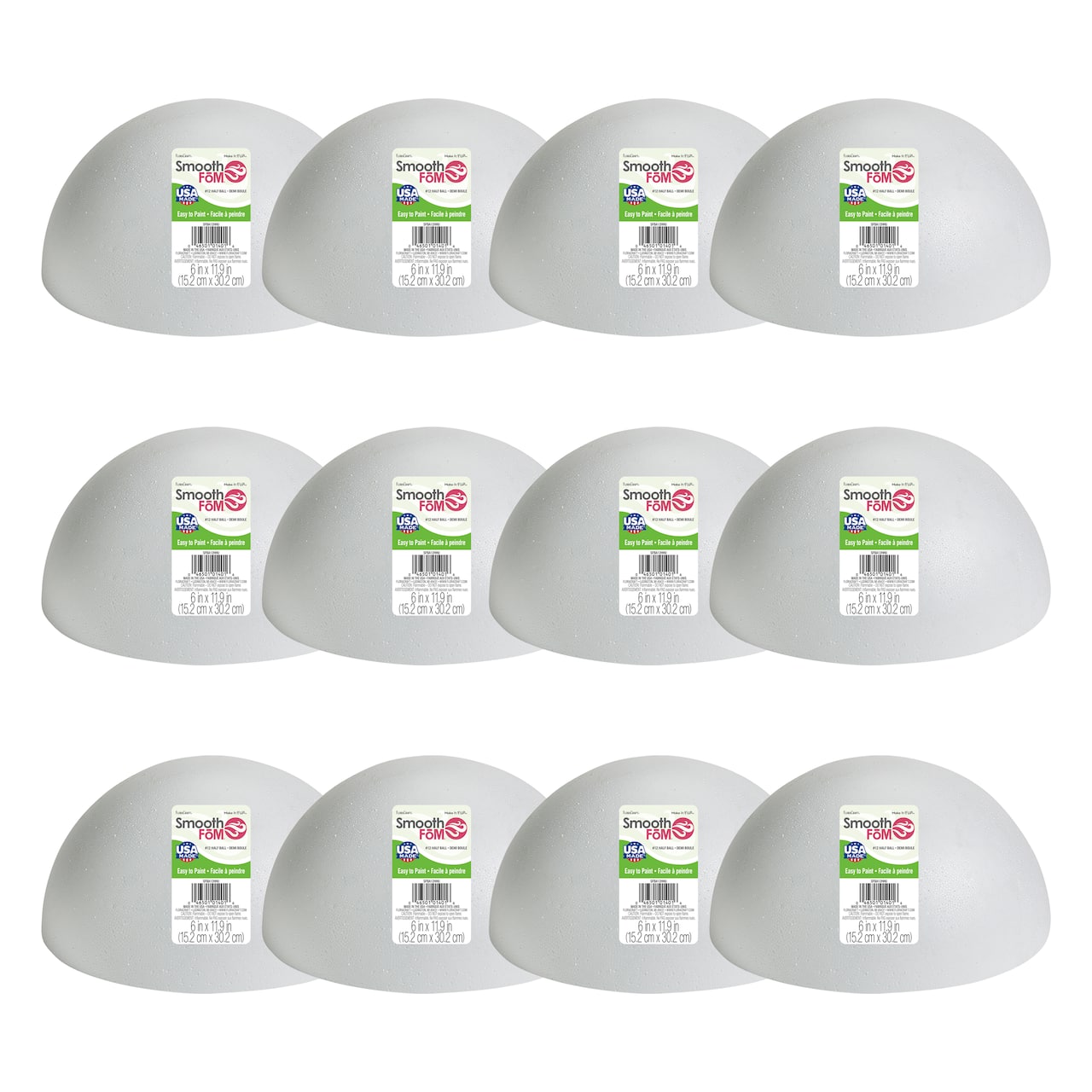 12 Pack: FloraCraft® SmoothFōM® 11.9" Hollow Foam Half Ball